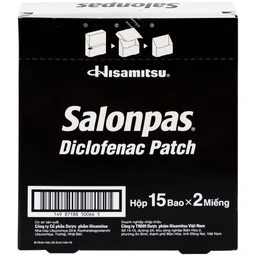 Cao dán Salonpas Diclofenac Patch Hisamitsu giảm đau, kháng viêm đau cơ, đau vai (15 gói x 2 miếng)