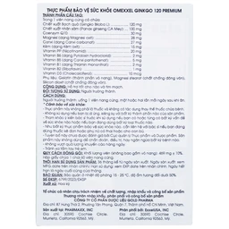 Viên uống hỗ trợ tốt cho não và tim mạch Omexxel Ginkgo 120 Premium (60 viên)