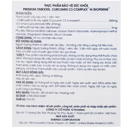 Viên uống hỗ trợ cải thiện tiêu hóa Premium Omexxel Curcumin C3 Complex W/Bioperine (60 viên)