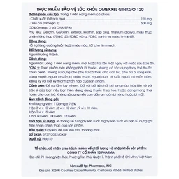 Viên uống hỗ trợ tăng tuần hoàn não, tốt cho tim mạch Omexxel Ginkgo 120 (60 viên)