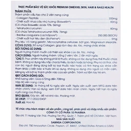 Viên uống bổ sung collagen, giúp làm đẹp da, tóc, móng chắc khỏe Premium Omexxel Skin Hair & Nails Health (60 viên)