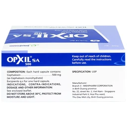 Thuốc OPXIL SA 500 Imexpharm điều trị các nhiễm khuẩn do các vi khuẩn nhạy cảm (10 vỉ x 10 viên)