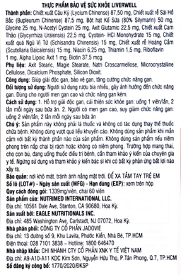 Viên uống giúp giải độc gan, tăng cường chức năng gan, bảo vệ gan Liverwell Nutrimed (60 viên)