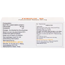 Thuốc Febuliv 80mg RV điều trị tăng acid uric huyết mạn tính (3 vỉ x 10 viên)
