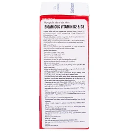 Dung dịch uống hỗ trợ tăng cường hấp thu Calcium Bioamicus Vitamin K2 & D3 (10ml)