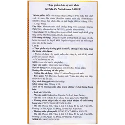 Viên uống giảm nguy cơ hình thành huyết khối, tăng cường lưu thông máu Nattokinase 2400FU KenKan (60 viên)