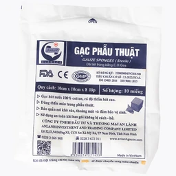 Gạc phẫu thuật An Lành 10x10cm x 8 lớp (10 miếng) dùng thấm máu trong phẫu thuật
