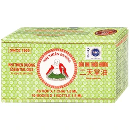 Dầu gió Nhị Thiên Đường 1.5ml (10 chai) dùng khi cảm mạo phong hàn, sổ mũi, chóng mặt, nhức đầu, say tàu xe