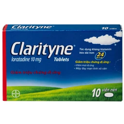 Thuốc Clarityne 10mg Bayer giảm các triệu chứng do viêm mũi dị ứng và mày đay mạn tính vô căn (1 vỉ x 10 viên)