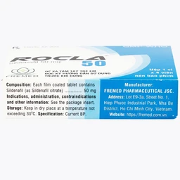 Thuốc Rocla 50 Fremed điều trị các tình trạng rối loạn cương dương (1 vỉ x 4 viên)