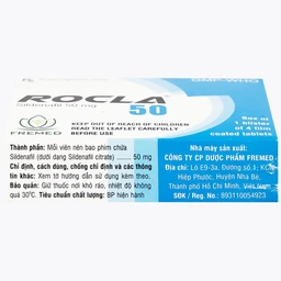 Thuốc Rocla 50 Fremed điều trị các tình trạng rối loạn cương dương (1 vỉ x 4 viên)