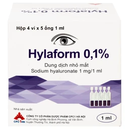 Thuốc nhỏ mắt Hylaform 0,1% CPC1HN điều trị triệu chứng khô mắt, rối loạn biểu mô giác mạc (4 vỉ x 5 ống)