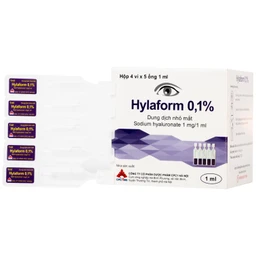 Thuốc nhỏ mắt Hylaform 0,1% CPC1HN điều trị triệu chứng khô mắt, rối loạn biểu mô giác mạc (4 vỉ x 5 ống)