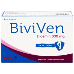Thuốc BiviVen 600mg Reliv hỗ trợ cải thiện triệu chứng suy tuần hoàn tĩnh mạch bạch huyết (3 vỉ x 10 viên)