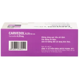 Thuốc Carvedol 6.25 United điều trị tăng huyết áp, bệnh mạch vành (10 vỉ x 10 viên)