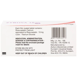 Thuốc Zyrova 10 Zydus điều trị cholesterol cao trong máu (10 vỉ x 10 viên)