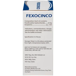 Thuốc Fexocinco 6mg Hà Nam điều trị triệu chứng viêm mũi dị ứng theo mùa và mày đay mạn tính (60ml)