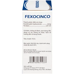 Thuốc Fexocinco 6mg Hà Nam điều trị triệu chứng viêm mũi dị ứng theo mùa và mày đay mạn tính (60ml)