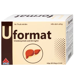 Thuốc Uformat 50mg CPC1HN điều trị xơ gan mật nguyên phát và giúp hoà tan sỏi mật (20 ống x 5ml)