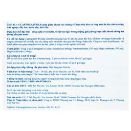 Vi bột Captogastril giảm nhanh acid, đau dạ dày, ợ nóng, đầy hơi, buồn nôn, khó tiêu hộp 20 gói