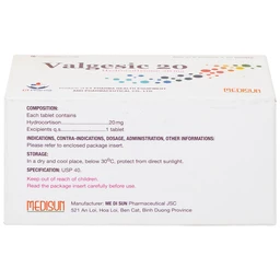 Valgesic 20mg Medisun liệu pháp thay thế tăng sản lượng thận ở trẻ (6 vỉ x 10 viên)