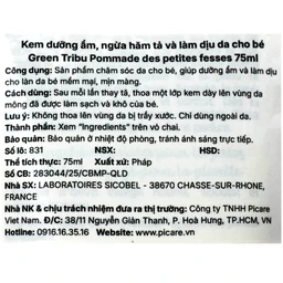 Kem bôi hữu cơ dịu da, hăm tã cho trẻ sơ sinh và trẻ nhỏ Green Tribu Pommade Des Petites Fesses (75ml)