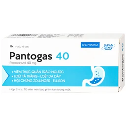 Thuốc Pantogas 40 DHG điều trị viêm thực quản trào ngược (2 vỉ x 10 viên)