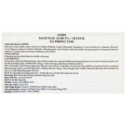 Xà phòng giảm mụn lưng Atids Salicylic Acid 2% + sulfur 80g