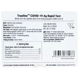 Kit test Covid Trueline - việt nam khay thử xét nghiệm kháng nguyên Sars Cov-2 (25 kit)
