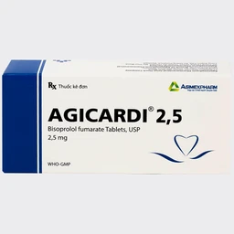 Thuốc Agicardi 2,5 Agimexpharm điều trị tăng huyết áp, đau thắt ngực ổn định mạn tính (3 vỉ x 10 viên)