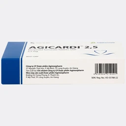 Thuốc Agicardi 2,5 Agimexpharm điều trị tăng huyết áp, đau thắt ngực ổn định mạn tính (3 vỉ x 10 viên)