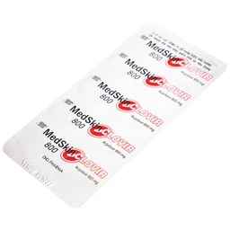 Thuốc MedSkin Clovir 800 DHG điều trị nhiễm virus Herpes simplex, bệnh thủy đậu, viêm phổi do Zona (3 vỉ x 10 viên)