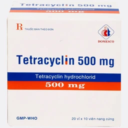 Thuốc Tetracyclin 500mg Domesco điều trị nhiễm khuẩn do vi khuẩn nhạy cảm (20 vỉ x 10 viên)