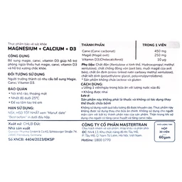 Viên hỗ trợ cơ xương Magnesium+Calcium+D3 Doppelherz (3 vỉ x 10 viên)