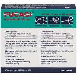 Thuốc Fucagi 500mg Agimexpharm điều trị nhiễm một hoặc nhiều loại giun đường ruột (1 viên)