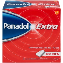 Viên nén Panadol Extra đỏ GSK giảm mạnh các cơn đau, hạ sốt, điều trị đau đầu, đau lưng (15 vỉ x 12 viên)