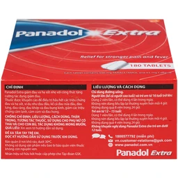 Viên nén Panadol Extra đỏ GSK giảm mạnh các cơn đau, hạ sốt, điều trị đau đầu, đau lưng (15 vỉ x 12 viên)