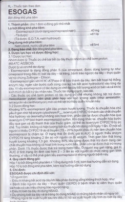 Thuốc Esogas 40mg Bidiphar điều trị kháng tiết acid dạ dày (1 lọ + 1 ống 5ml)