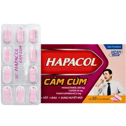 Thuốc Hapacol cảm cúm DHG Pharma Điều trị các triệu chứng của cảm cúm như sốt, đau, sung huyết mũi (10 vỉ x 10 viên)