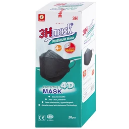 Khẩu trang 4 lớp Vĩnh Tiến 4D 3Hmask màu đen (20 cái) ngăn khói bụi, vi khuẩn