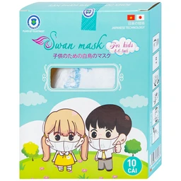 Khẩu trang trẻ em 3 lớp 3D Swan Mask quai vải (10 cái) ngăn khói bụi, vi khuẩn và giọt bắn