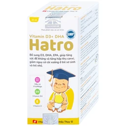 Dung dịch bổ sung Vitamin D3, DHA, EPA tăng đề kháng, giảm nguy cơ còi xương Vitamin D3+ DHA Hatro (20ml)