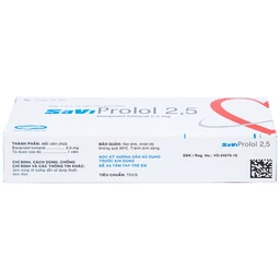 Thuốc SaViProlol 2,5 điều trị tăng huyết áp, đau thắt ngực (3 vỉ x 10 viên) 