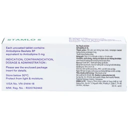 Thuốc Stamlo 5 Dr. Reddy's điều trị tăng huyết áp, đau thắt ngực ổn định mạn tính (2 vỉ x 10 viên)