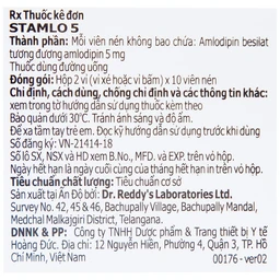 Thuốc Stamlo 5 Dr. Reddy's điều trị tăng huyết áp, đau thắt ngực ổn định mạn tính (2 vỉ x 10 viên)