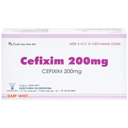 Thuốc Cefixim 200mg Cophavina điều trị nhiễm khuẩn (2 vỉ x 10 viên)