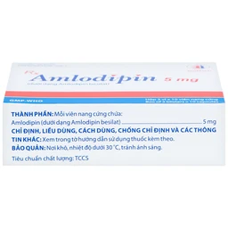 Thuốc Amlodipin 5mg Domesco điều trị tăng huyết áp, đau thắt ngực (3 vỉ x 10 viên)