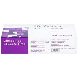 Thuốc Glimepiride Stella 4mg kiểm soát đường huyết ở bệnh tiểu đường típ 2 (3 vỉ x 10 viên)