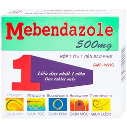 Viên nén Mebendazole 500mg Mekophar điều trị nhiễm một hay nhiều loại giun (1 viên)