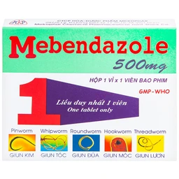 Viên nén Mebendazole 500mg Mekophar điều trị nhiễm một hay nhiều loại giun (1 viên)